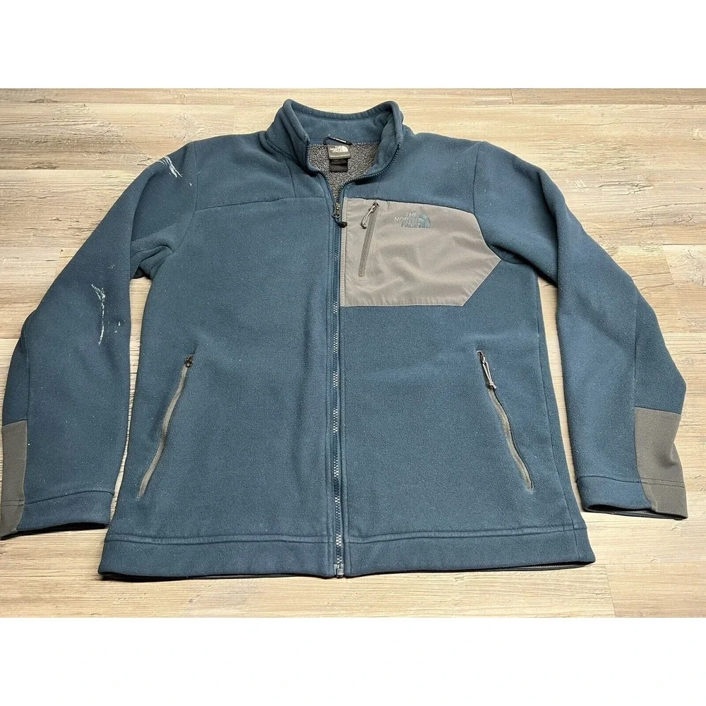 The North Face Men's Fleece Full Zip Jacket Blue Size L Synthetic Sherpa Lined